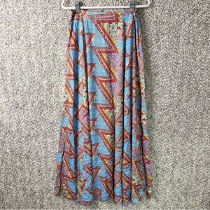 Aakaa Skirt Women’s Large Colorful Tribal Patterned High Side Slit Maxi